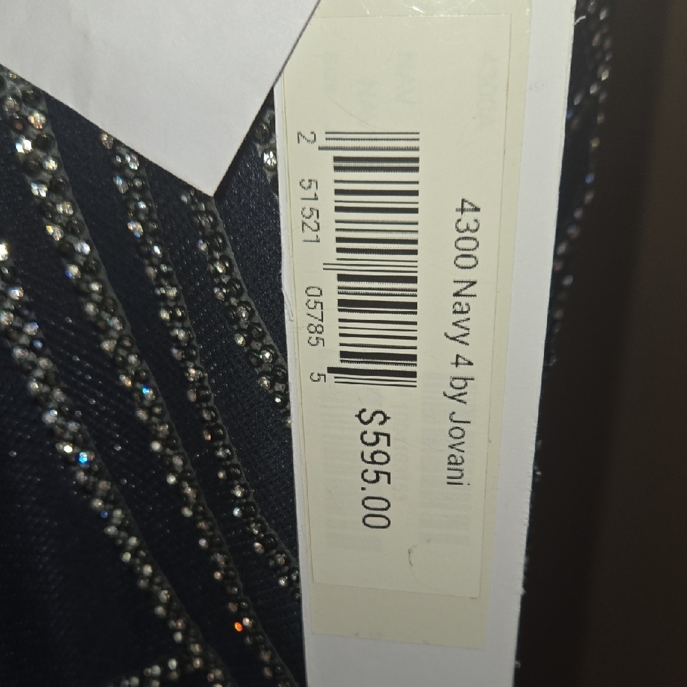 BEADED Jovani Navy Open Back Embellished Cocktail Dress NWT size 4 - Picture 7 of 16